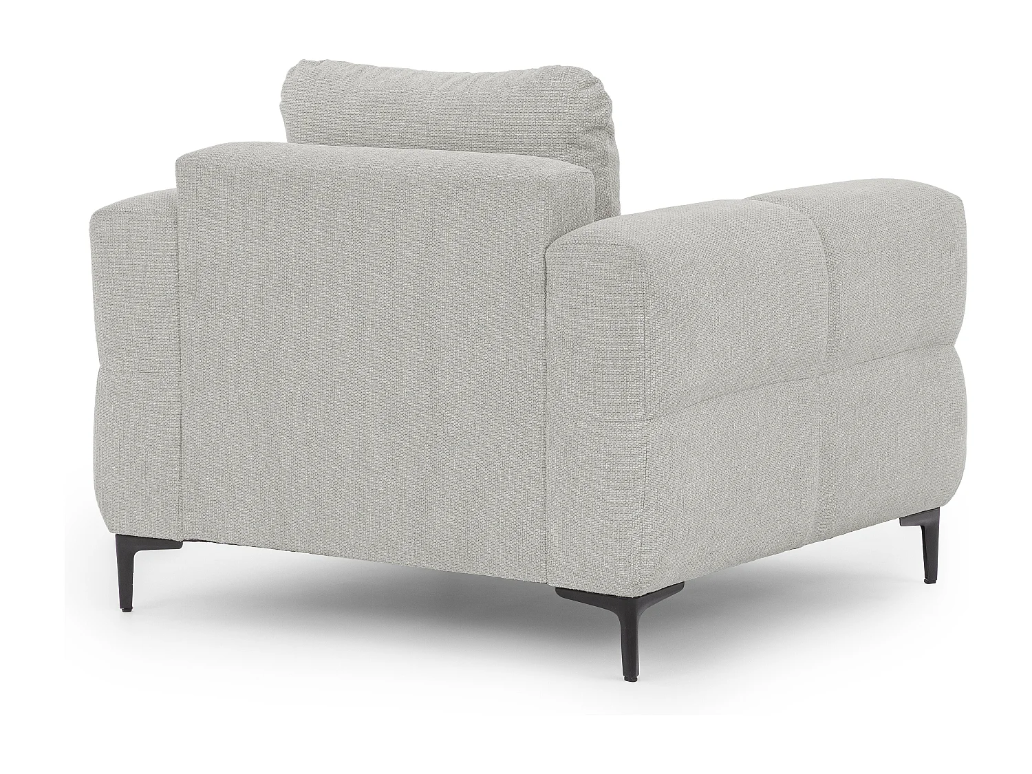 Fauteuil au design bubble en tissu texturé doux de couleur gris clair, offrant un grand confort d’assise CARDEA