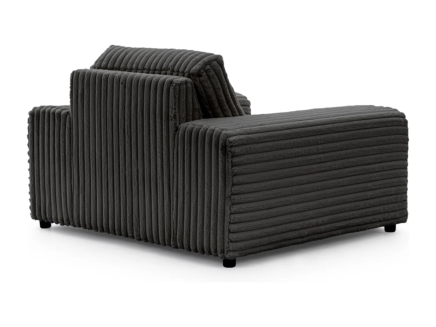 Fauteuil en velours côtelé pelucheux gris foncé offrant un agréable confort d’assise MOLLIS