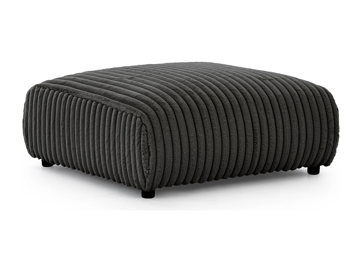 Repose-pieds en velours côtelé pelucheux gris foncé, offrant un agréable confort d’assise MOLLIS