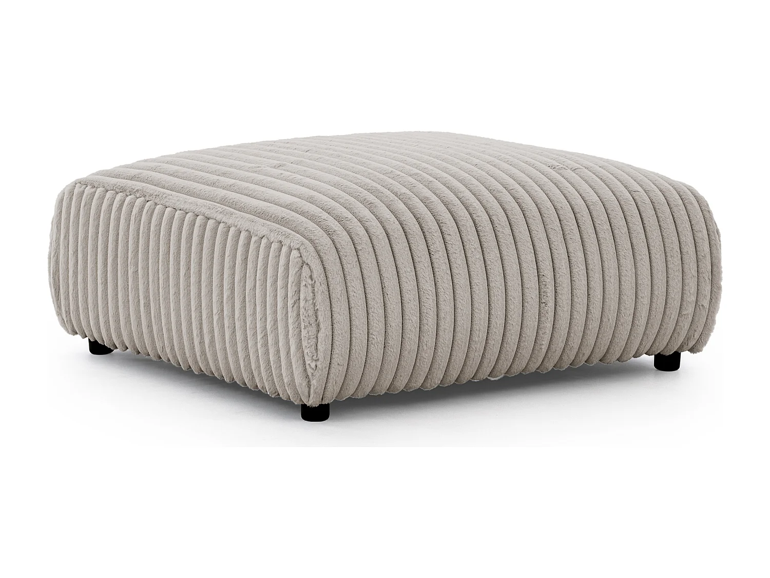 Repose-pieds en velours côtelé pelucheux gris clair, offrant un agréable confort d’assise MOLLIS