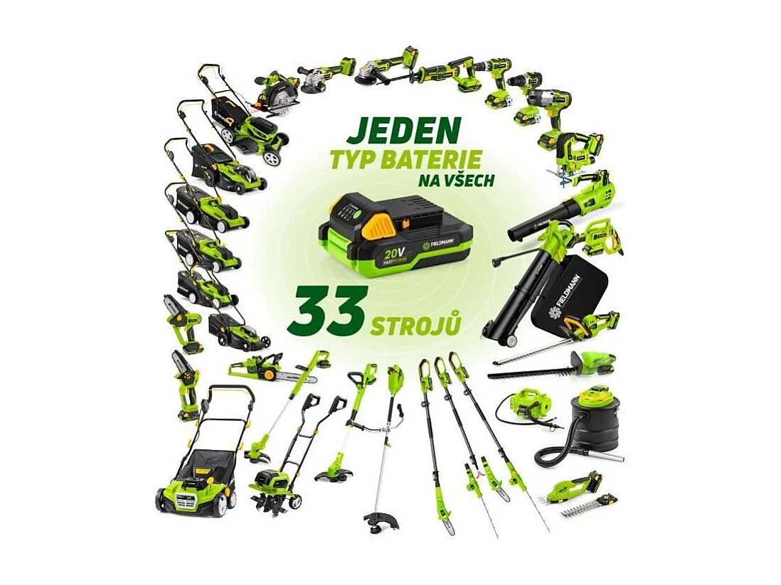 Tondeuse sans fil - FIELDMANN - 20V - Coupe 37 cm - Hauteur max 75 mm - Batterie et chargeur non inclus