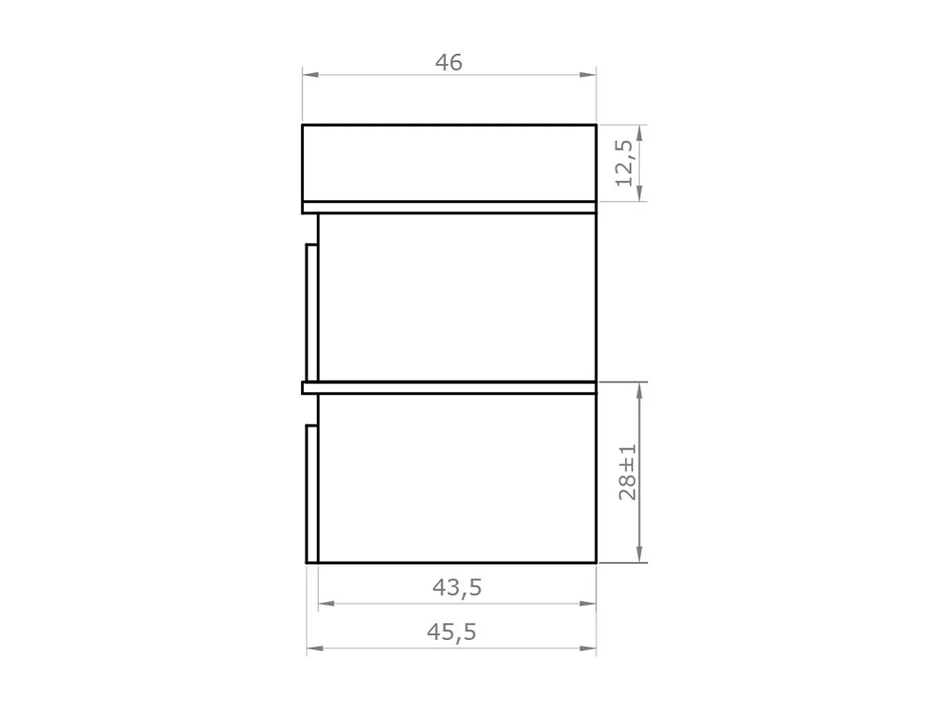 Mobile bagno sospeso sfalsato 120 cm in legno color Cemento Chiaro con 2 cassettoni, con top lavabo specchio e faretto a led I Made in Italy-bagnohome