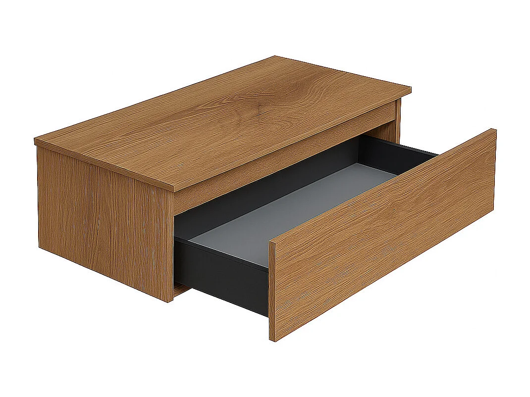 Mobile bagno sospeso 120 cm  in rovere nodato con lavabo d'appoggio con vasca a destra, specchio e faretto a led I Made in Italy-bagnohome