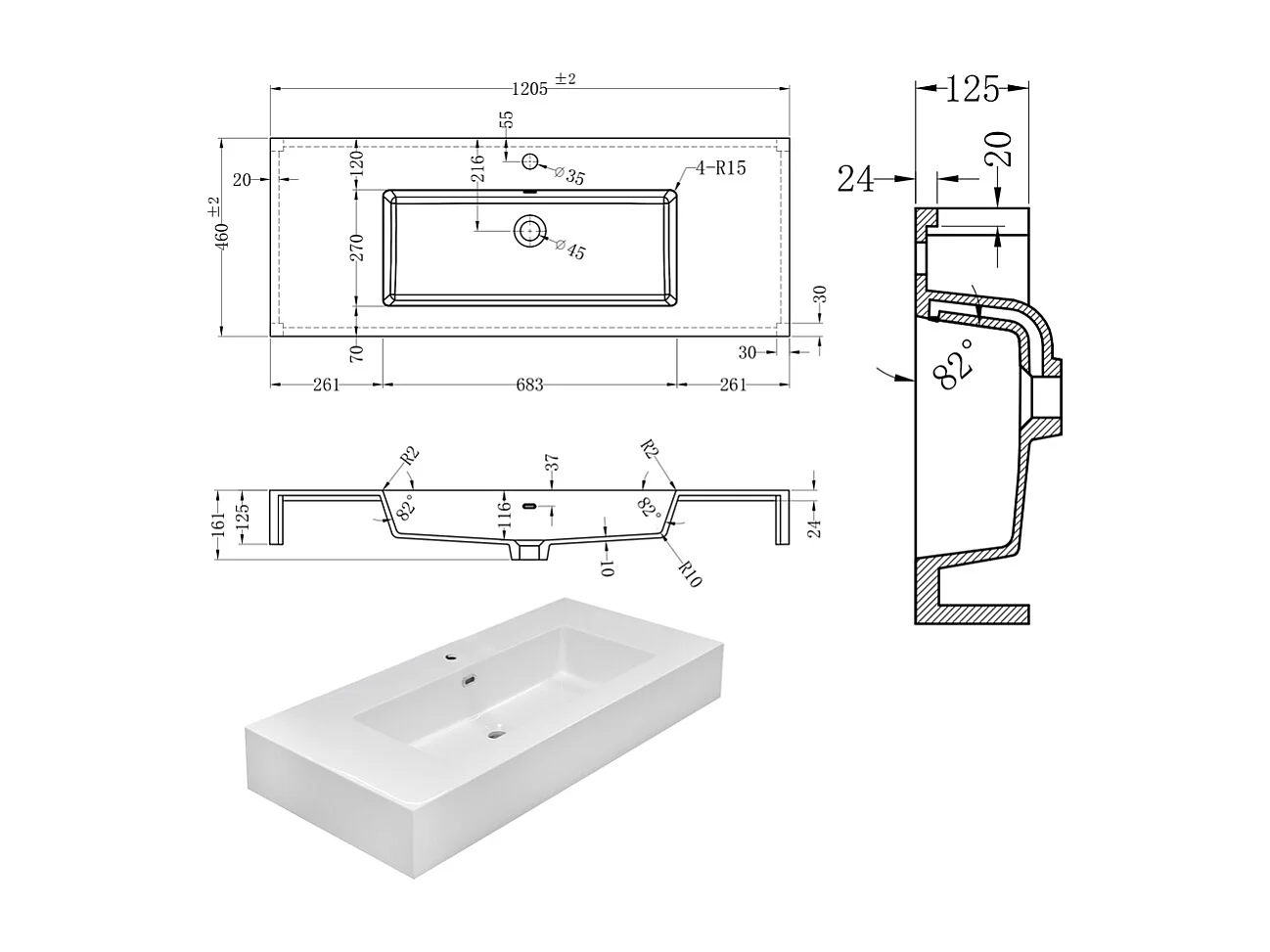 Mobile bagno sospeso 120 cm  in rovere nodato con lavabo d'appoggio con vasca a destra, specchio e faretto a led I Made in Italy-bagnohome