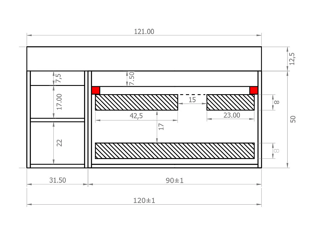Mobile bagno sospeso 120 cm  in Blu Capri con lavabo d'appoggio con vasca a Sinistra, specchio e faretto a led I Made in Italy-bagnohome