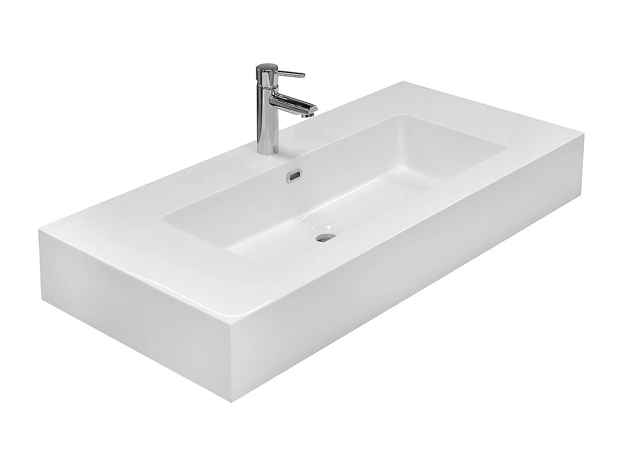 Mobile bagno sospeso sfalsato 120 cm in legno color Cashmere con 2 cassettoni, con top lavabo specchio e faretto a led I Made in Italy-bagnhome