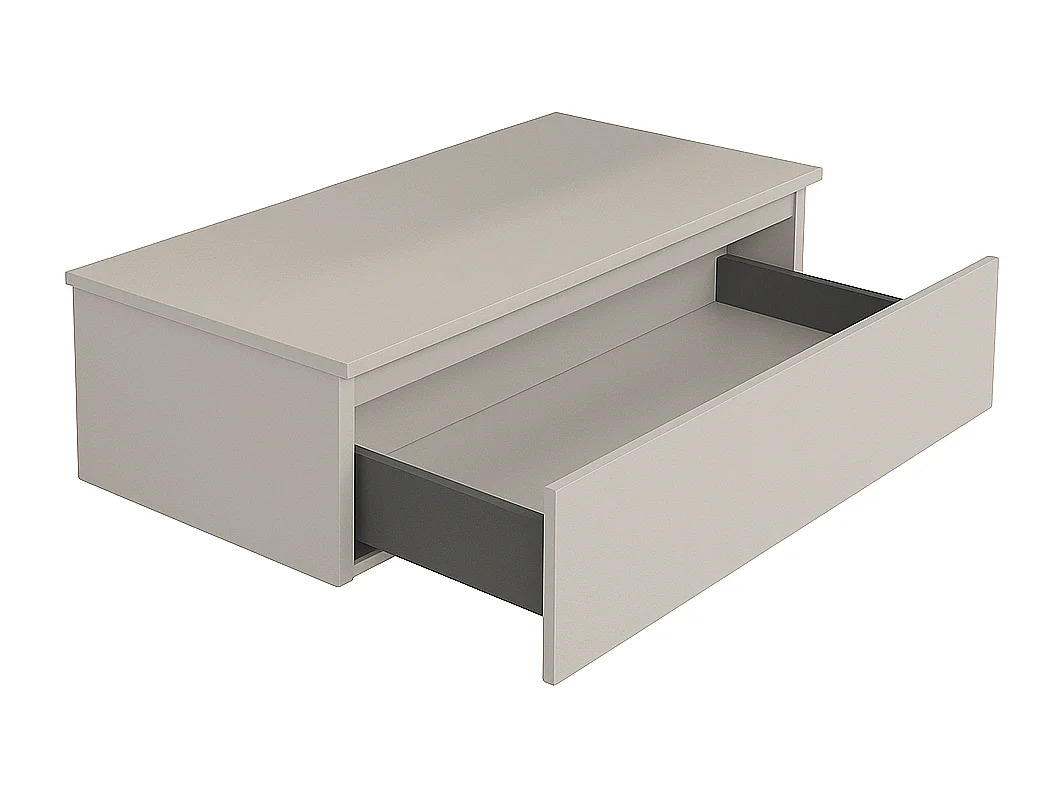 Mobile bagno sospeso sfalsato 120 cm in legno color Cashmere con 2 cassettoni, con top lavabo specchio e faretto a led I Made in Italy-bagnhome