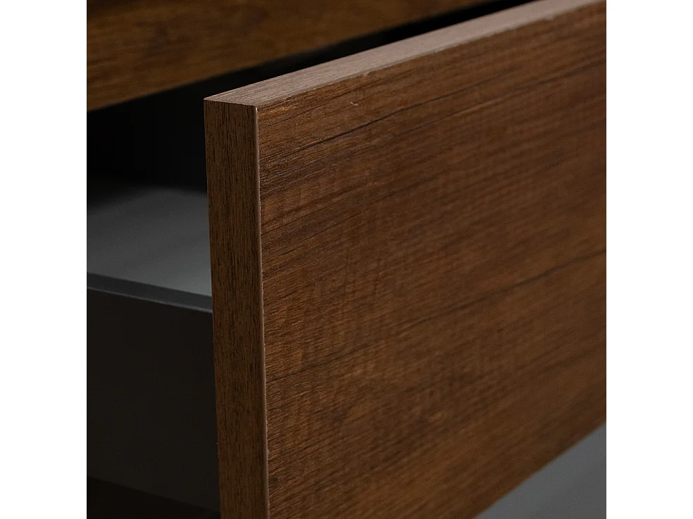 Mobile da bagno sospeso 100 cm in legno color noce con lavabo, specchio e faretto a led I Made in Italy