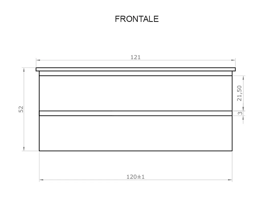 Mobile bagno sospeso 120 cm in legno color cemento chiaro con lavabo, specchio e faretto a led I Made in Italy