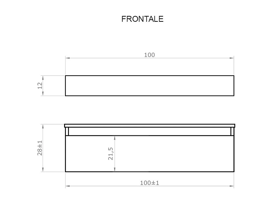 Mobile da bagno sospeso 100 cm in legno color bianco frassino con lavabo, specchio e faretto a led I Made in Italy