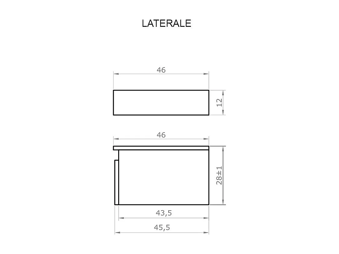 Mobile da bagno sospeso 100 cm in legno color bianco frassino con lavabo, specchio e faretto a led I Made in Italy