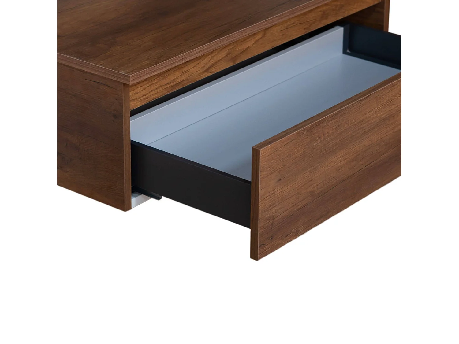 Mobile bagno sfalsato sospeso 100 cm in legno color noce con 2 cassettoni, lavabo, specchio e faretto a led I Made in Italy