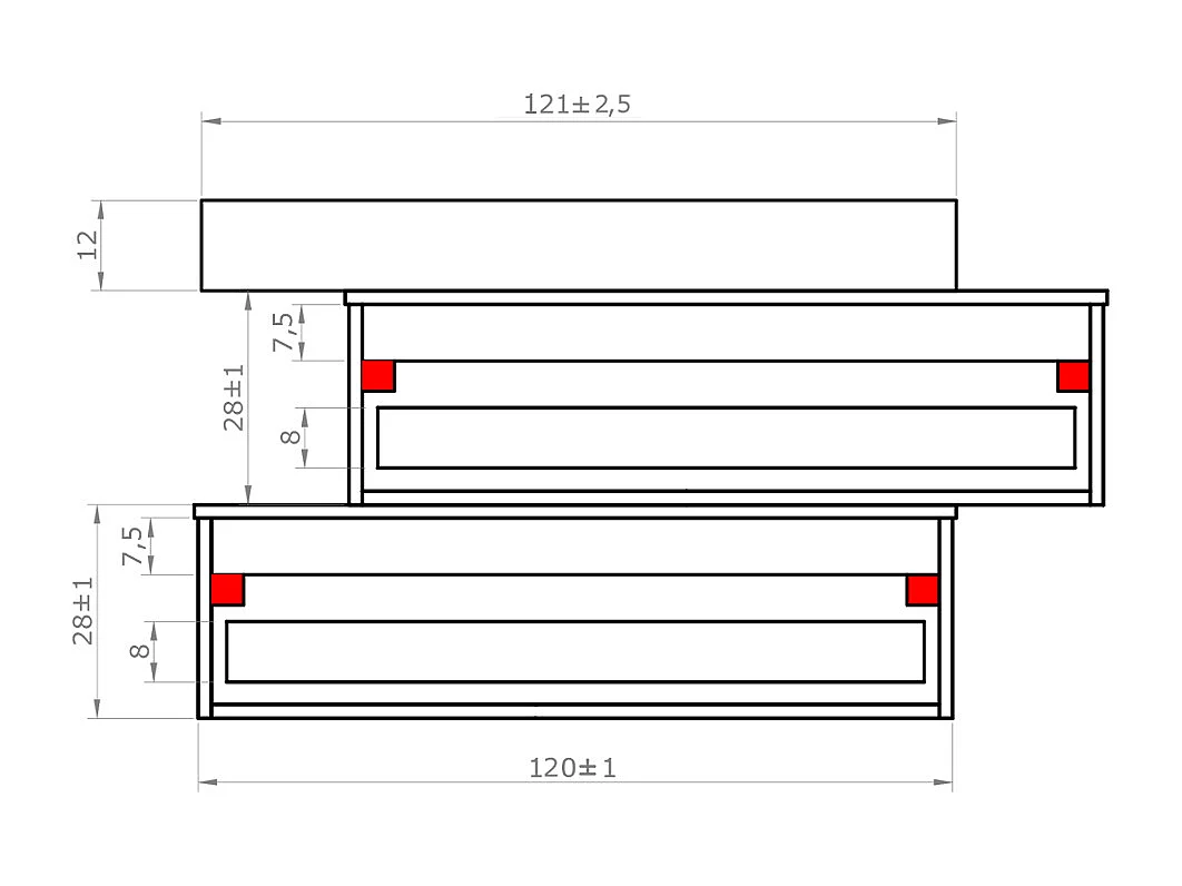 Mobile bagno sospeso sfalsato 120 cm in legno color Cemento Scuro con 2 cassettoni, con top lavabo specchio e faretto a led I Made in Italy-bagnhome