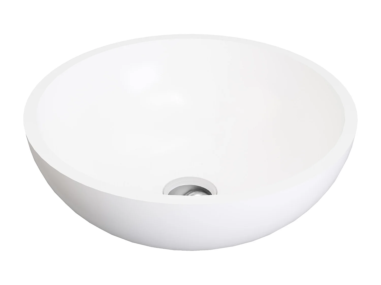 Meuble de salle de bain texturé suspendu avec vasque à poser ronde en solid surface - Naturel clair - L75 cm - MERKAN