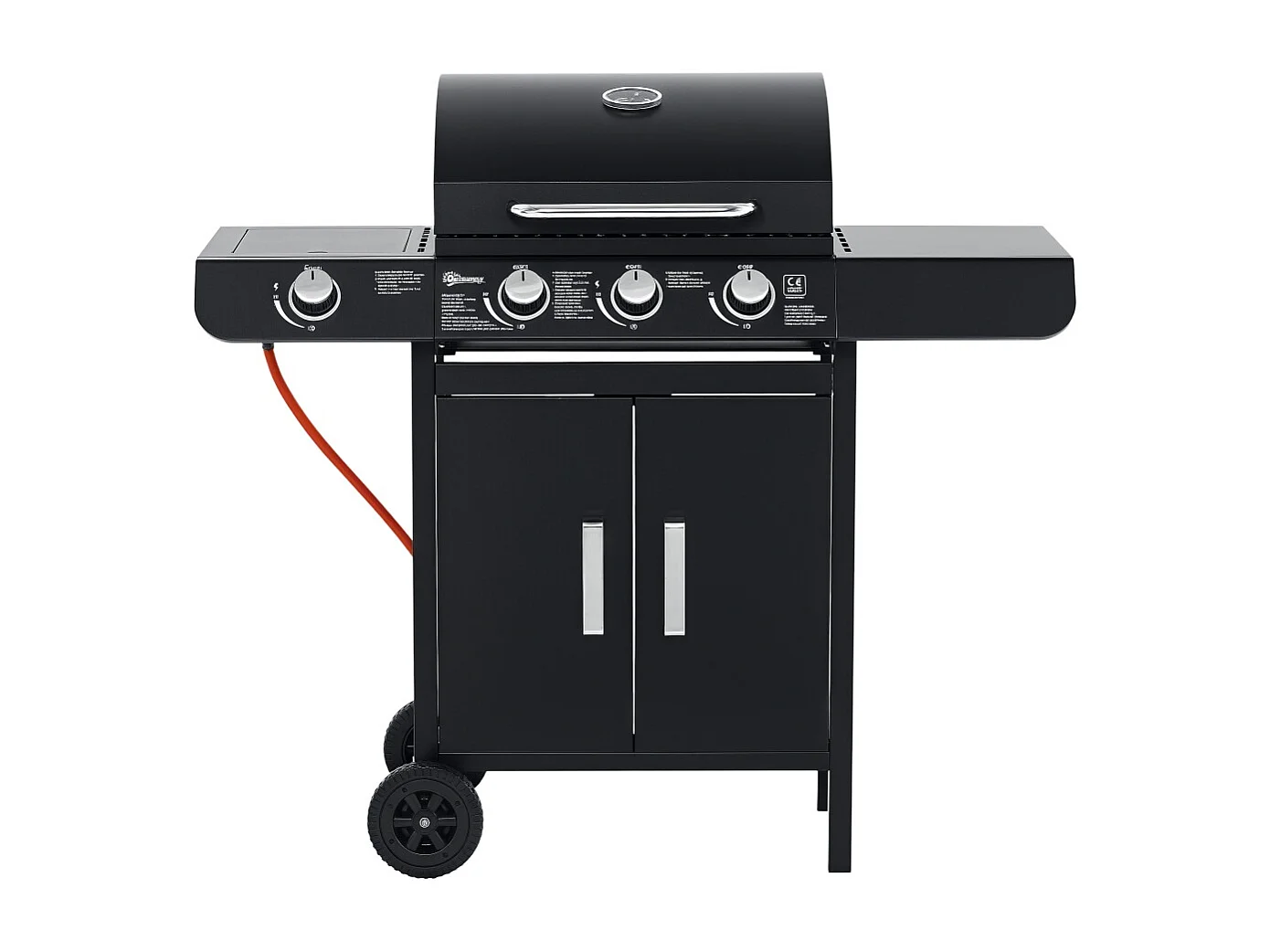 Barbecue à gaz avec 3 brûleurs principaux + 1 brûleur latéral étagère acier inoxydable