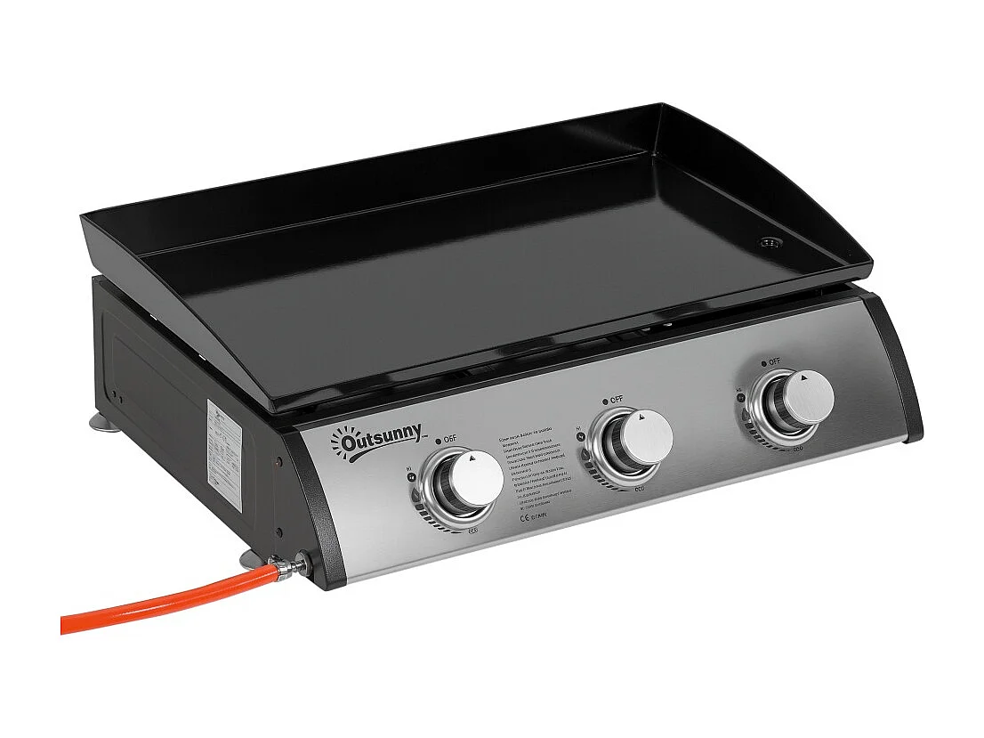 Plancha gaz en acier inoxydable 3 brûleurs 9 kW antiadhésive grande surface de grill