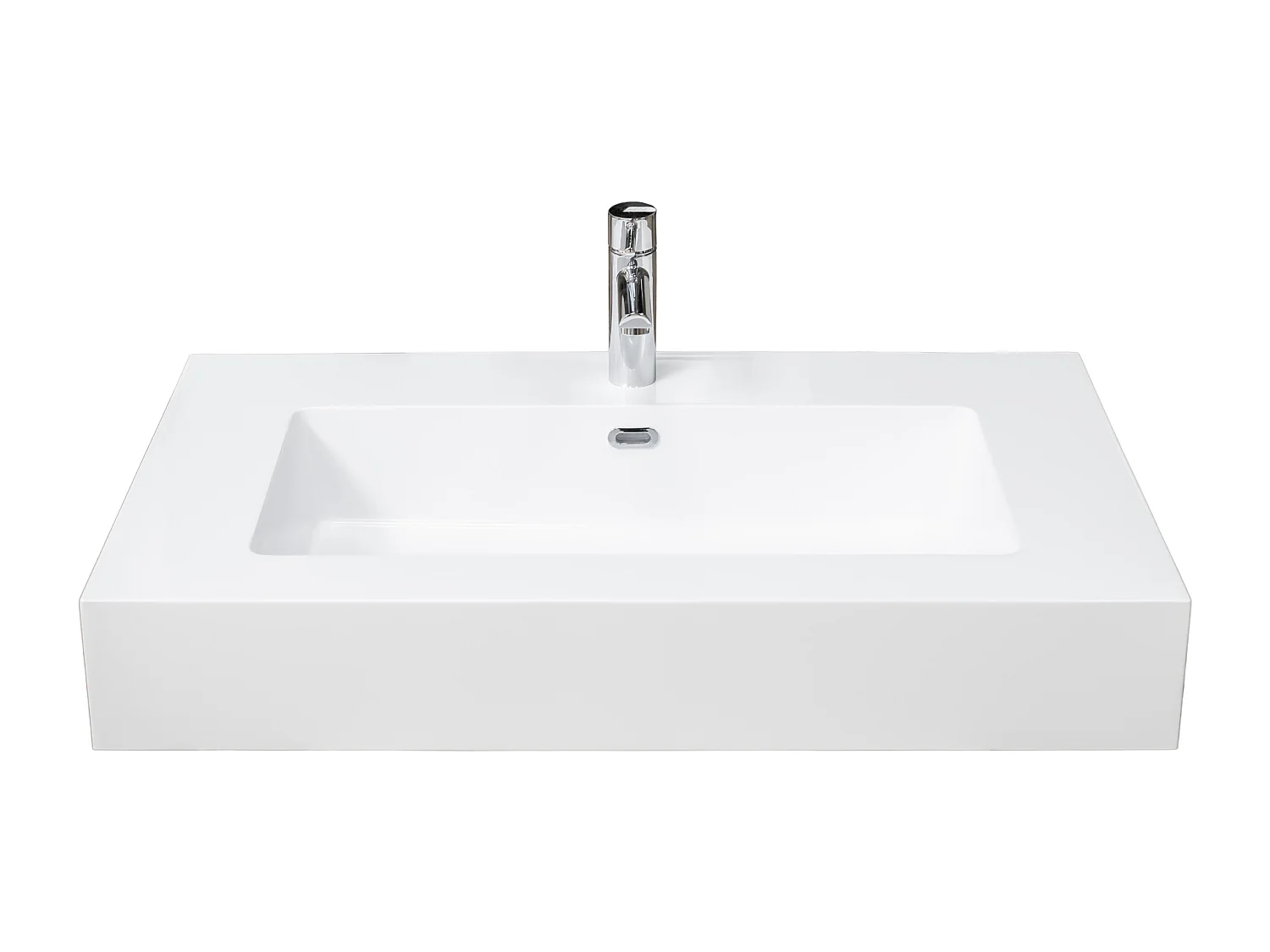 Lavabo sospeso 100 in resina bianco lucido