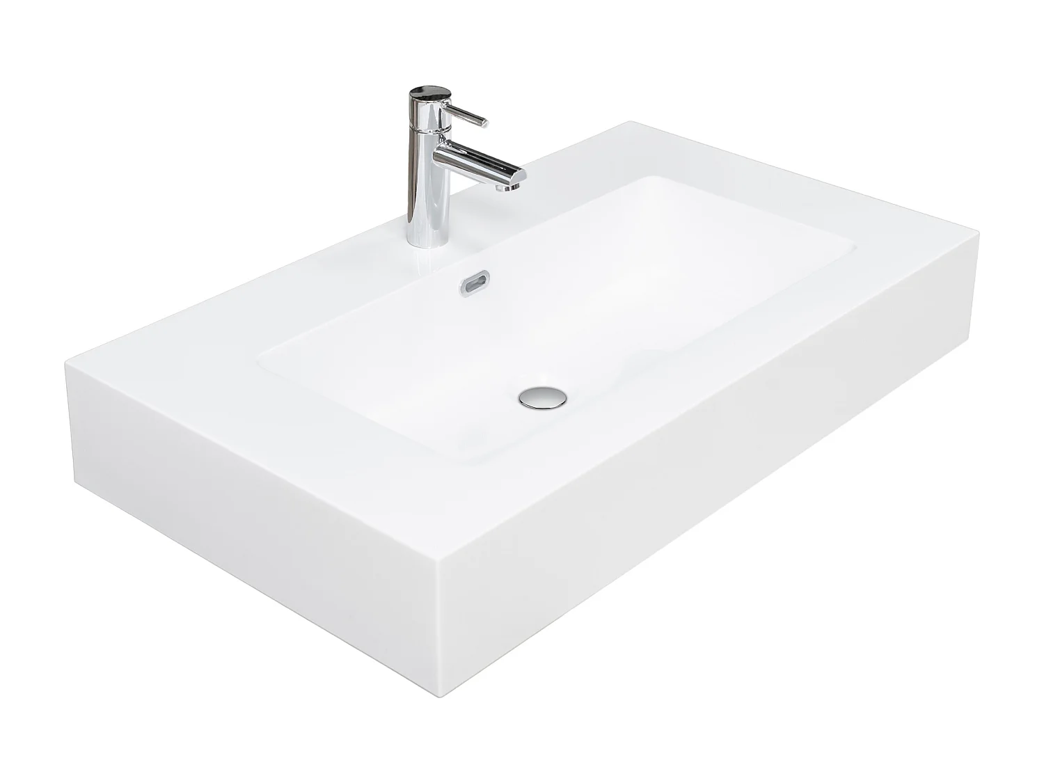 Lavabo sospeso 100 in resina bianco lucido