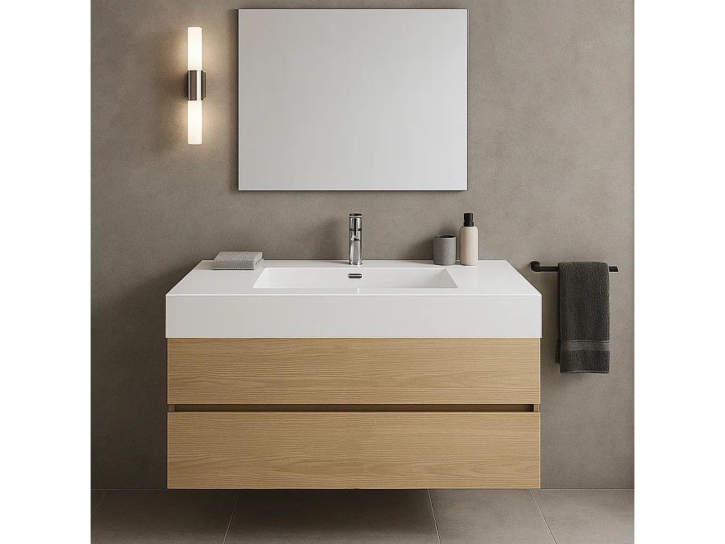 Lavabo sospeso 120 in resina bianco lucido