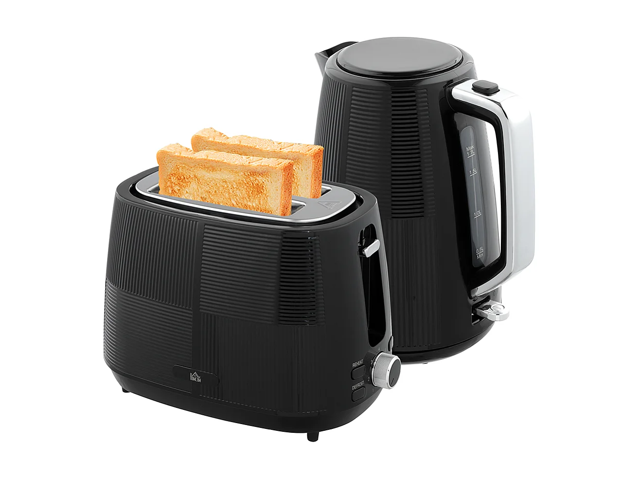 Set de grille-pain et bouilloire de 1,7 L avec 6 niveaux de brunissage Noir