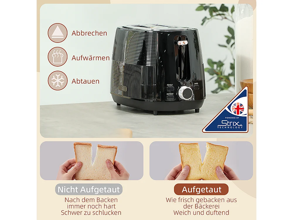 Set de grille-pain et bouilloire de 1,7 L avec 6 niveaux de brunissage Noir