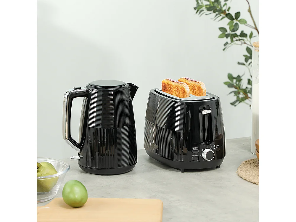 Set de grille-pain et bouilloire de 1,7 L avec 6 niveaux de brunissage Noir