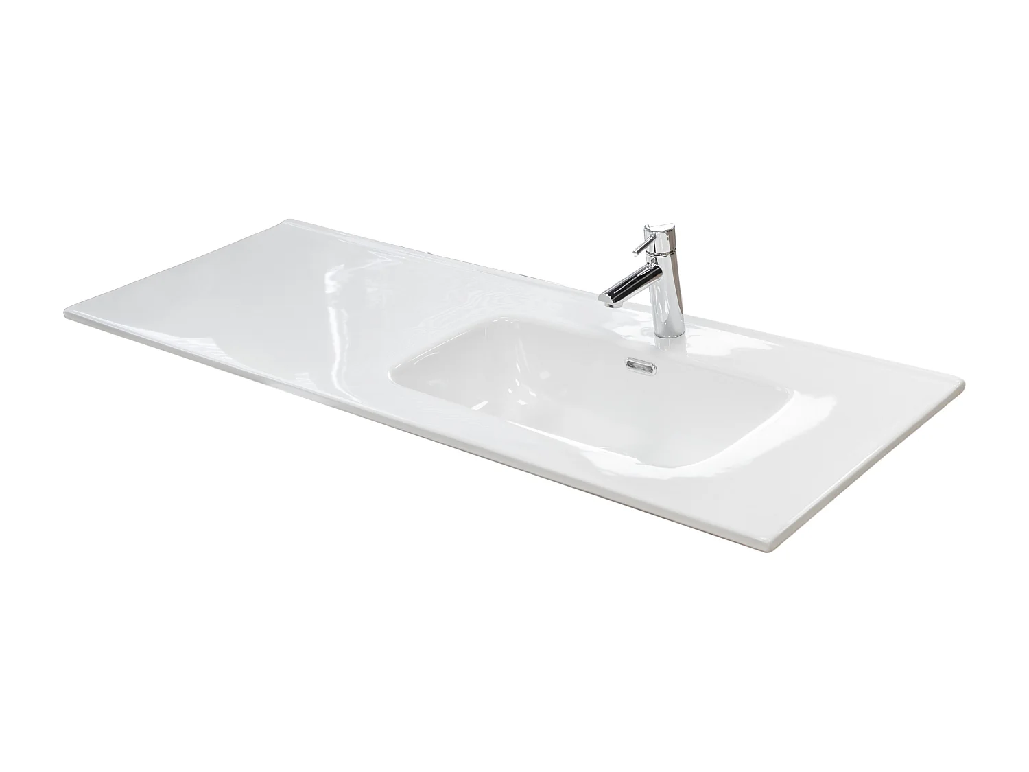 lavabo 120 cm da incasso in ceramica bianco lucido con vasca a destra