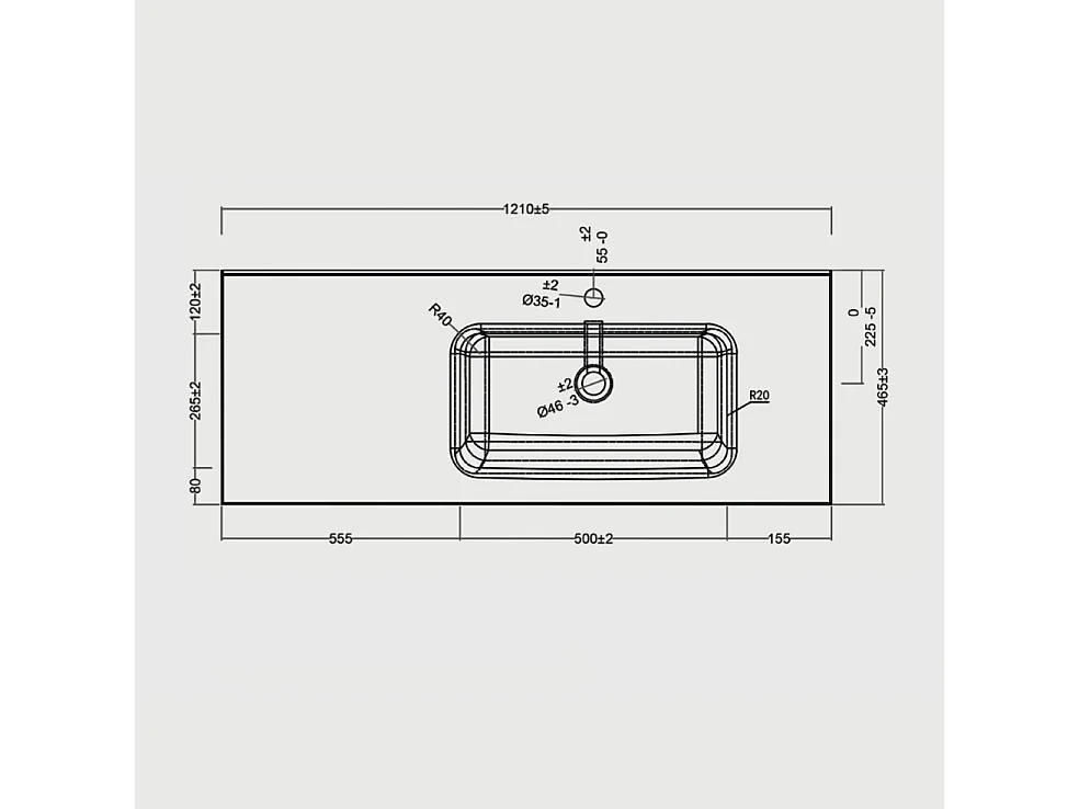 lavabo 120 cm da incasso in ceramica bianco lucido con vasca a destra
