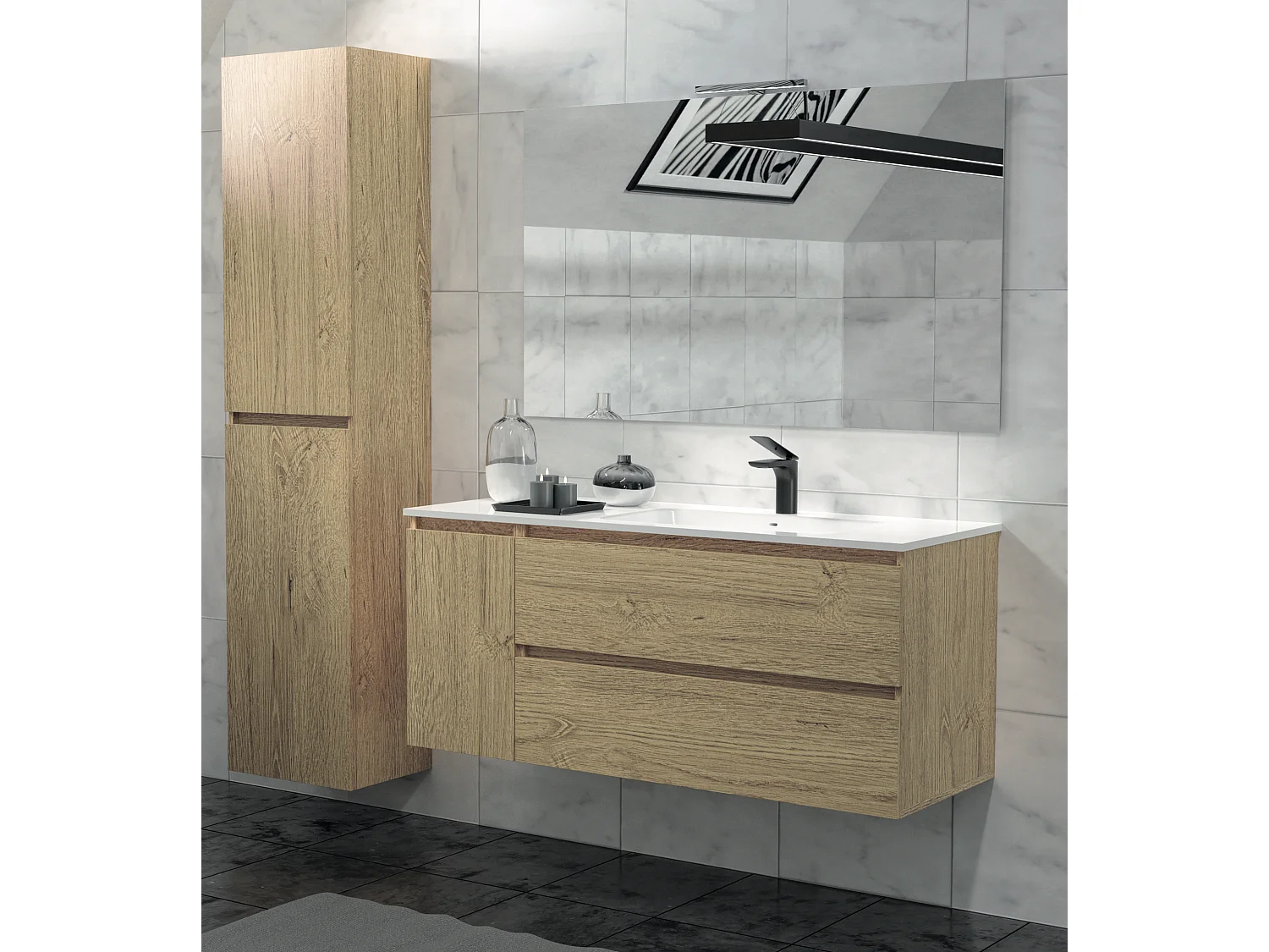 lavabo 120 cm da incasso in ceramica bianco lucido con vasca a destra