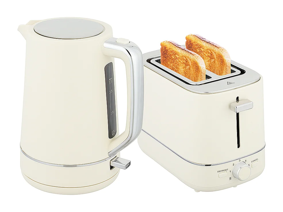 Set Grille-pain Ensemble bouilloire de 1,7 L avec 6 niveaux de brunissage Beige