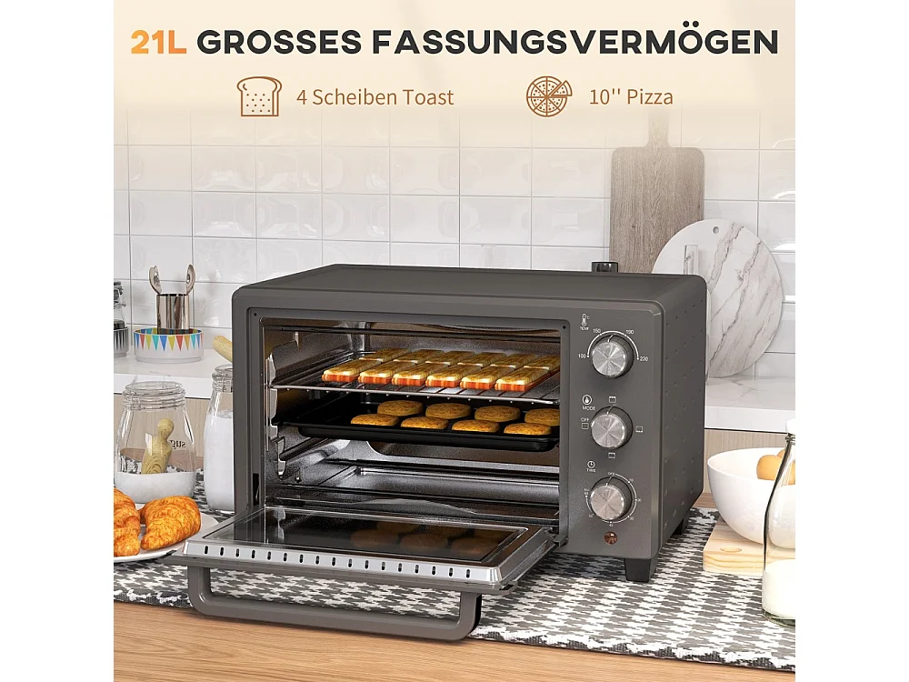 Mini four capacité de 21 litres avec une grille et une plaque de cuisson