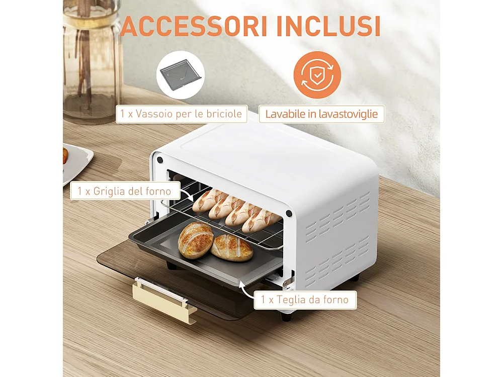 Petit four électrique 12L à 2 hauteurs avec minuterie et température réglable