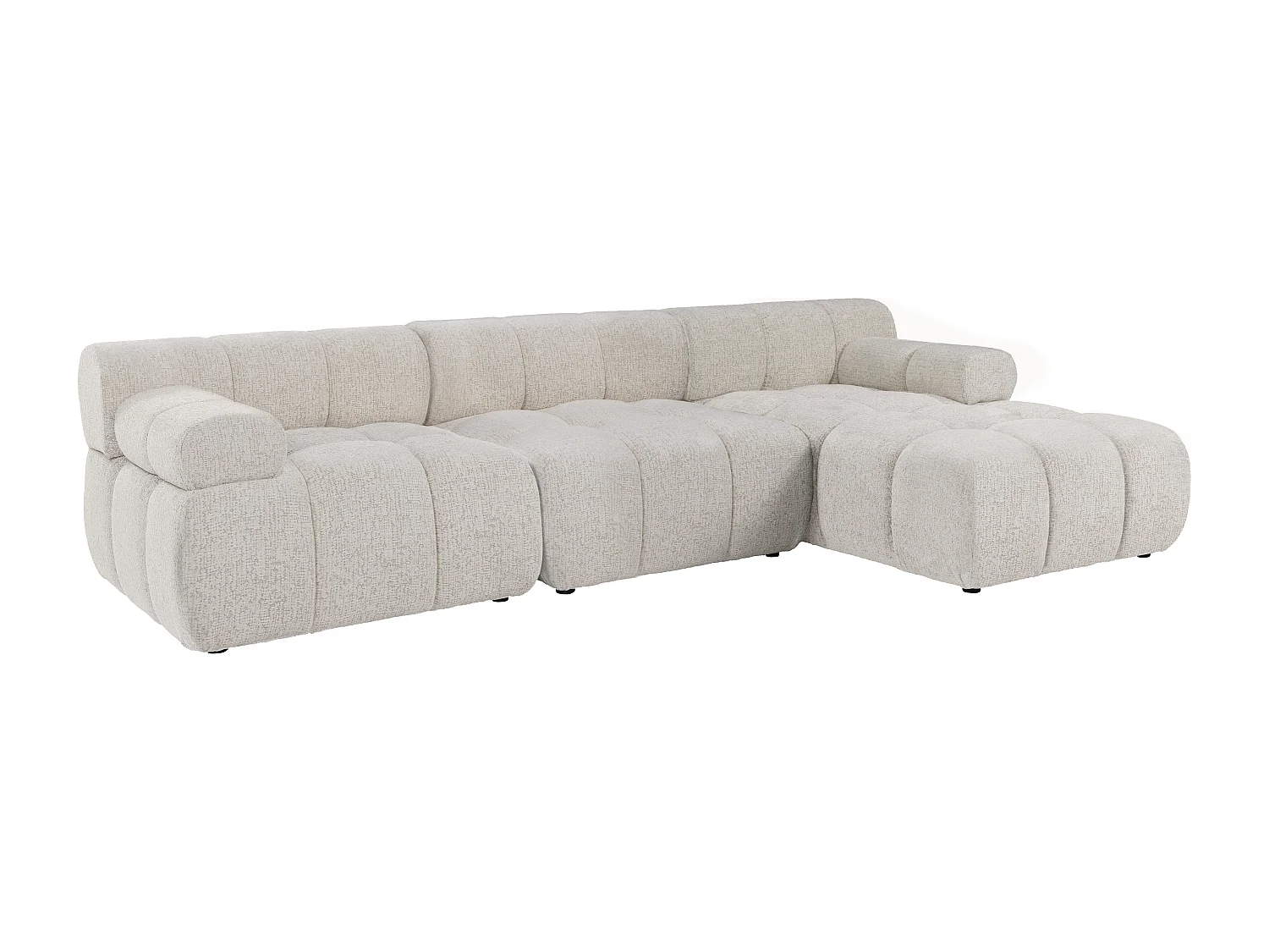 Canapé d'angle modulable en tissu chiné beige FACIVIL