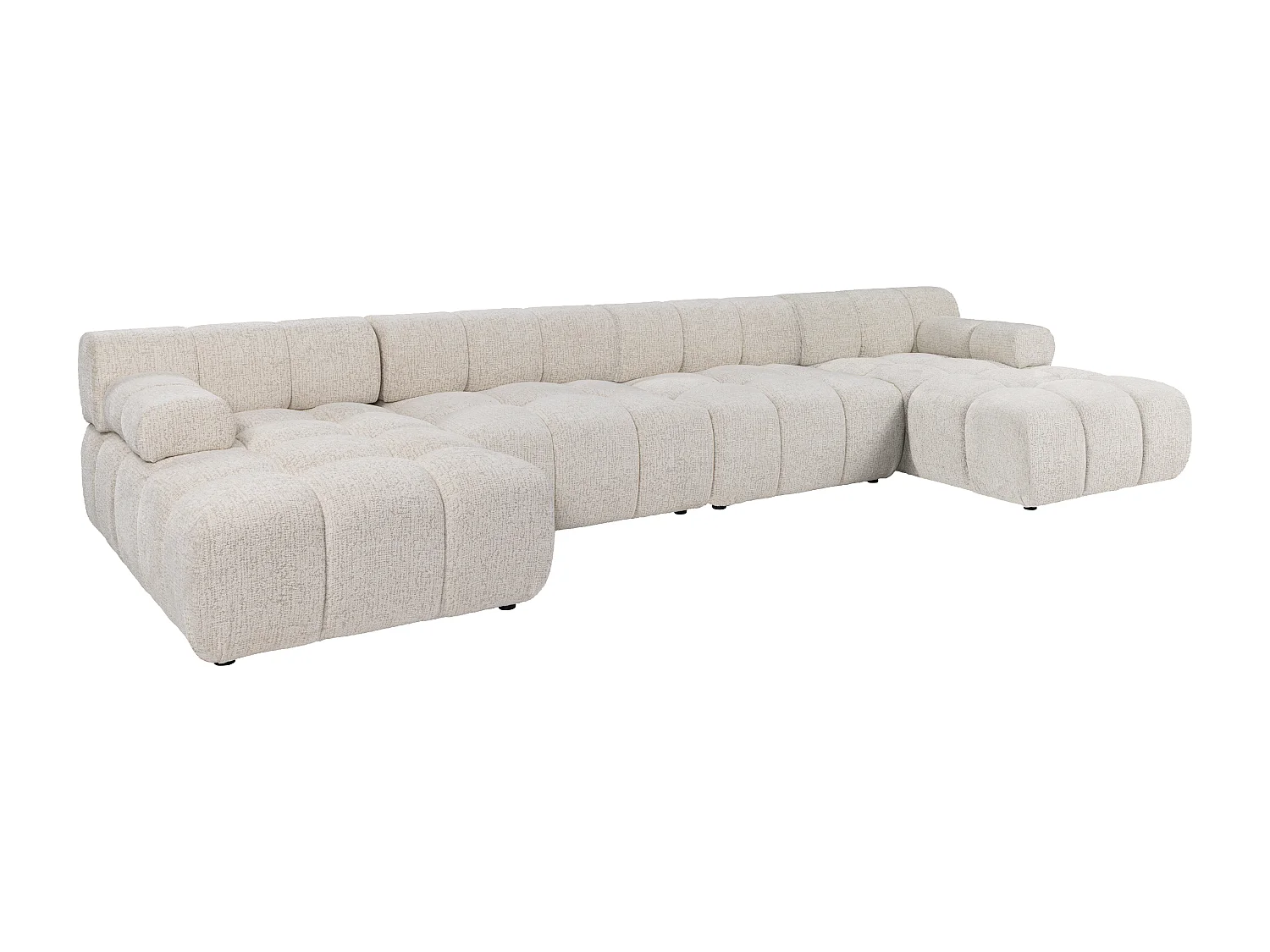 Canapé d'angle panoramique modulable en tissu chiné beige FACIVIL