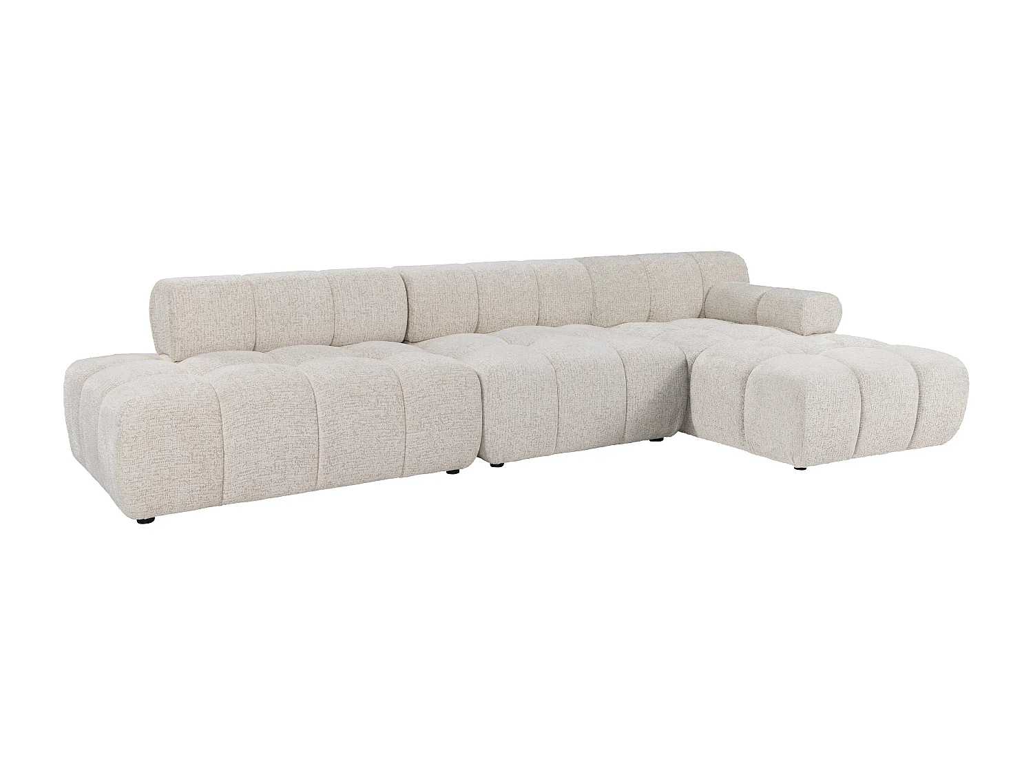 Canapé d'angle ouvert modulable en tissu chiné beige FACIVIL