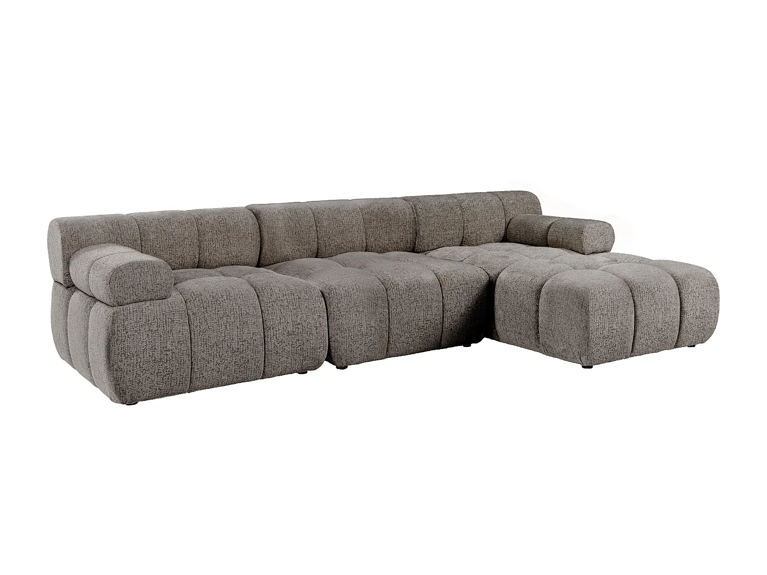 Canapé d'angle droit modulable en tissu chiné taupe FACIVIL
