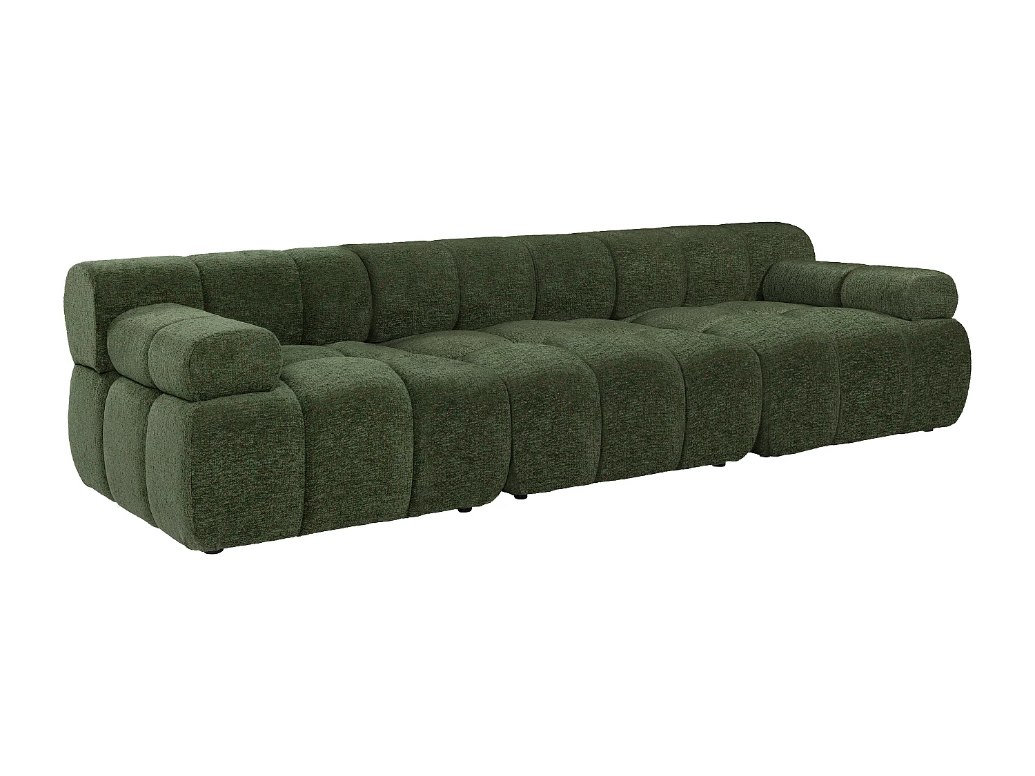 Canapé modulable 4 places en tissu chiné vert FACIVIL