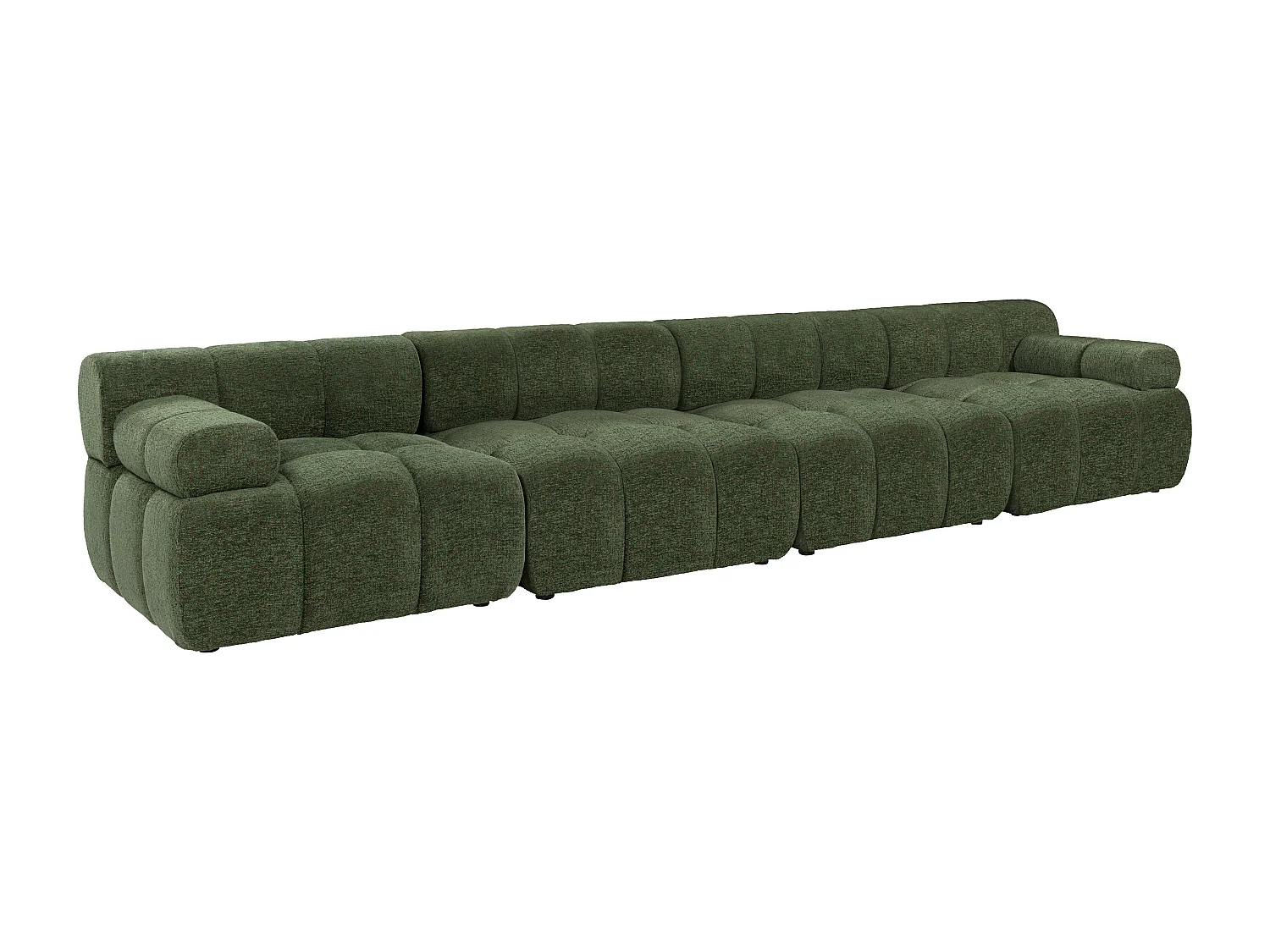 Canapé modulable 5 places en tissu chiné vert FACIVIL