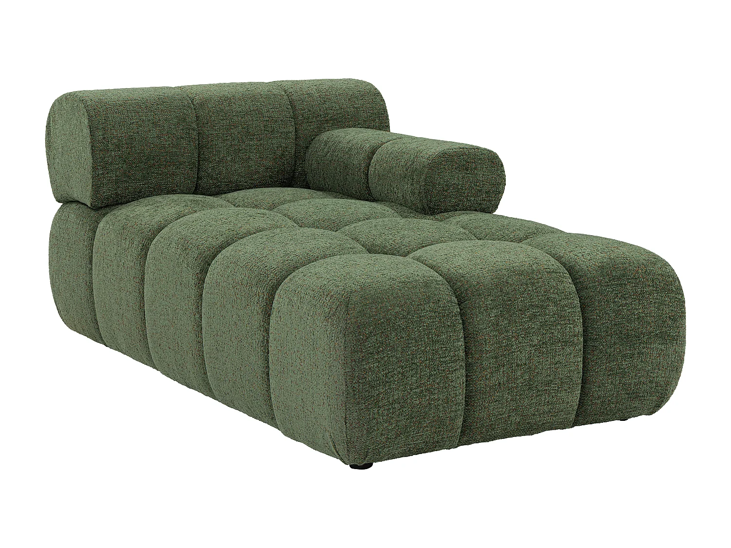 Canapé d'angle droit modulable en tissu chiné vert FACIVIL