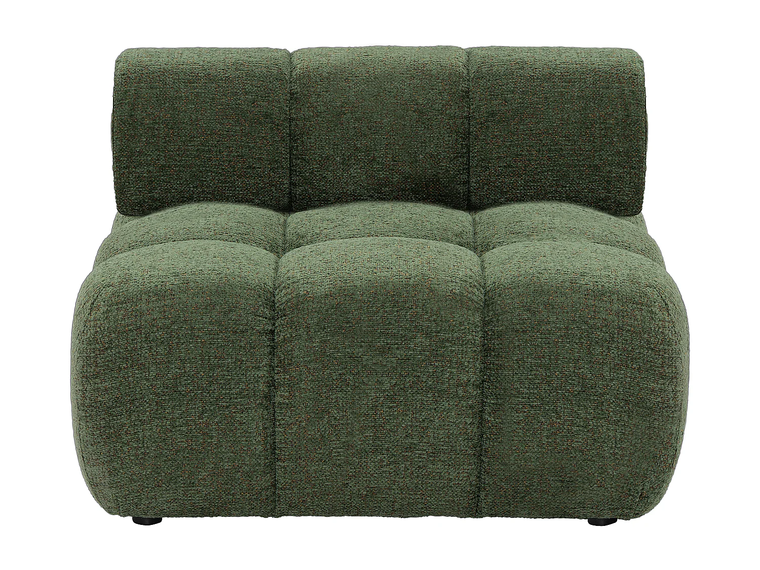 Canapé d'angle droit ouvert modulable en tissu chiné vert FACIVIL