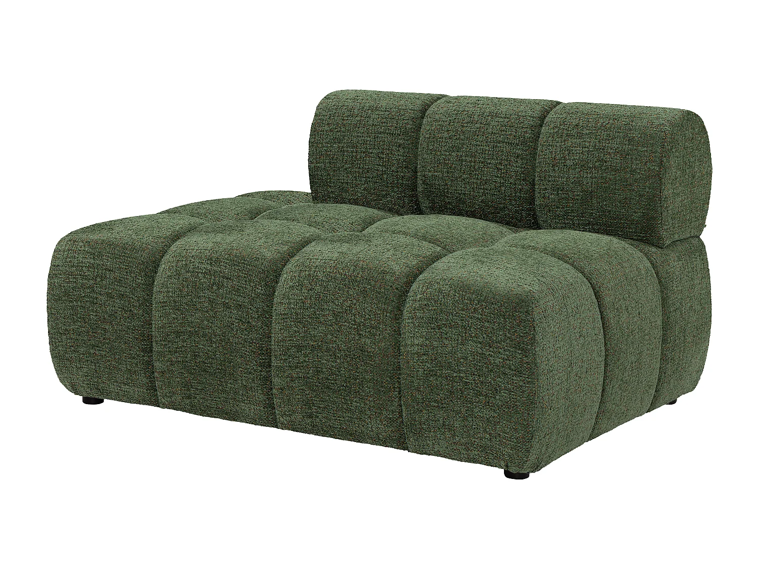 Canapé d'angle droit ouvert modulable en tissu chiné vert FACIVIL