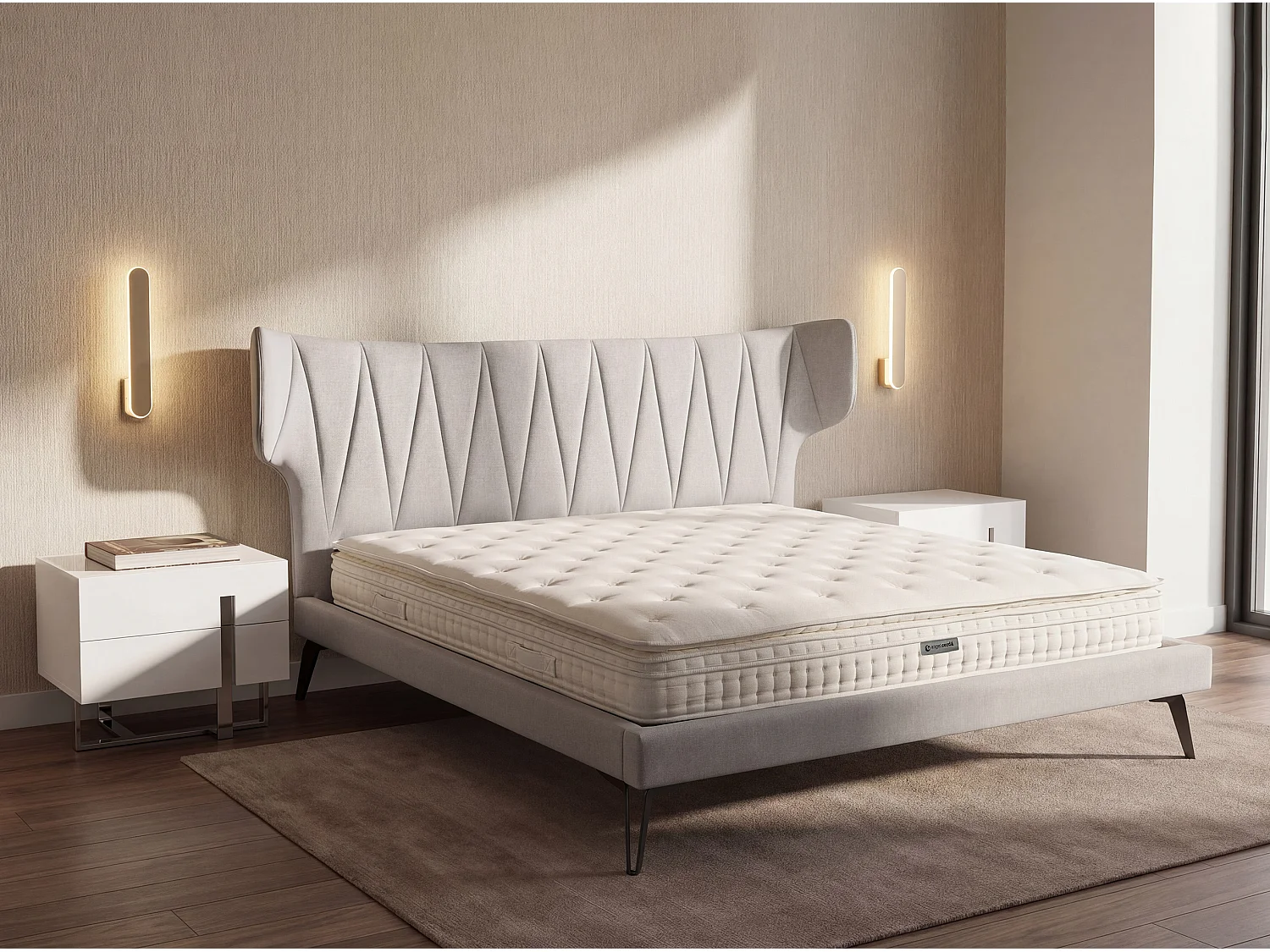 Matelas hybride en latex naturel avec mini ressorts et ressorts ensachés 7 zones 160x200 7233 ANGEL CERDA