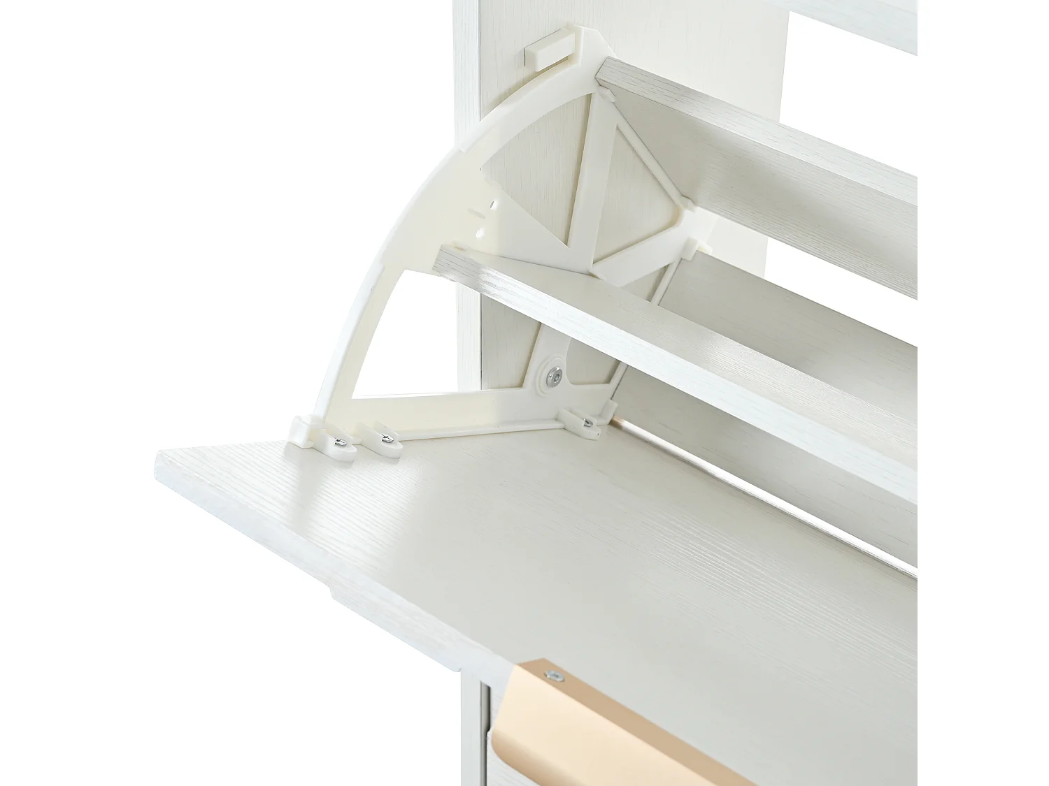 Meuble à chaussures 105x24x90 cm - avec 4 étagères rabattables - panneaux texturés 3D - étagère supérieure - MDF - Blanc