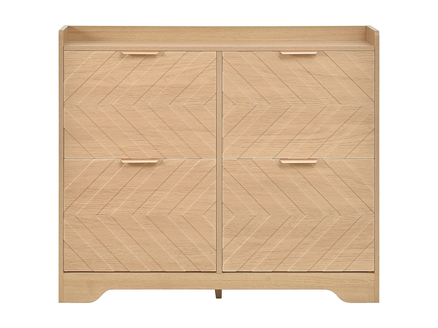 Meuble à chaussures 105x24x90 cm - avec 4 étagères rabattables - panneaux texturés 3D - étagère supérieure - MDF - Naturel