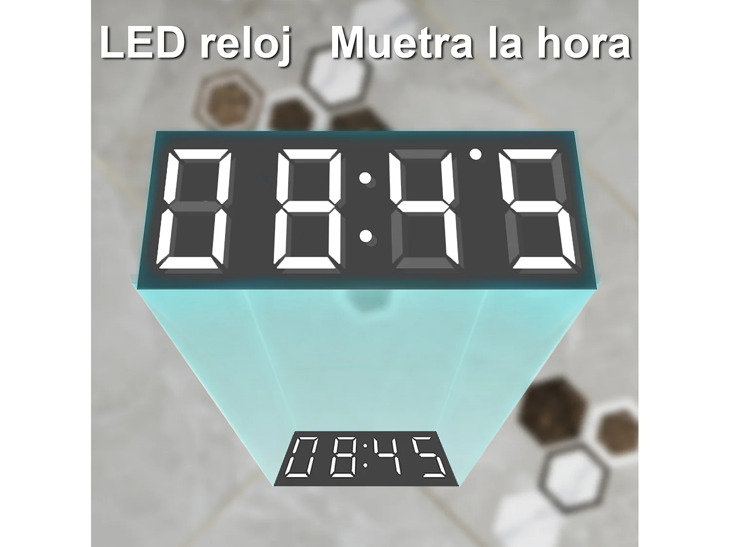 Espelho AICA 100 x 60 cm, retangular, com função antiembaciamento, Bluetooth, lupa 3x, relógio LED, espelho com luz tricolor, brilho ajustável