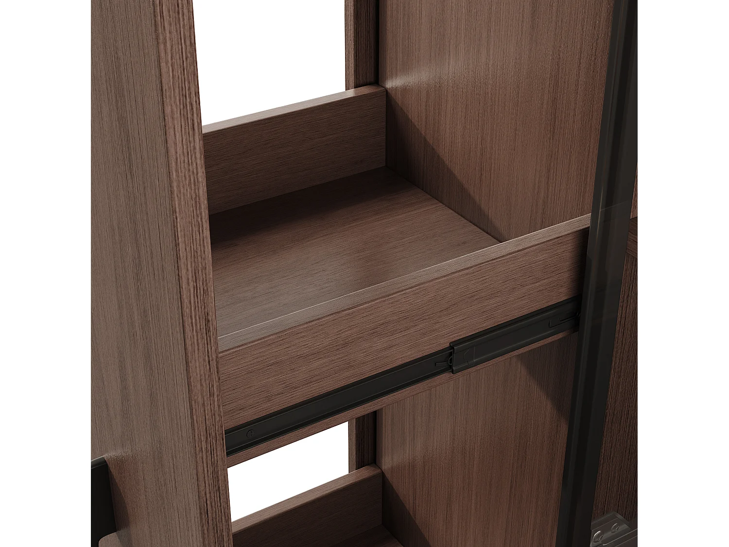 Glasvitrine 70x38x160 cm - mit großer Auszugsschublade - LED-Beleuchtung - 4 Glastüren - MDF - Braun