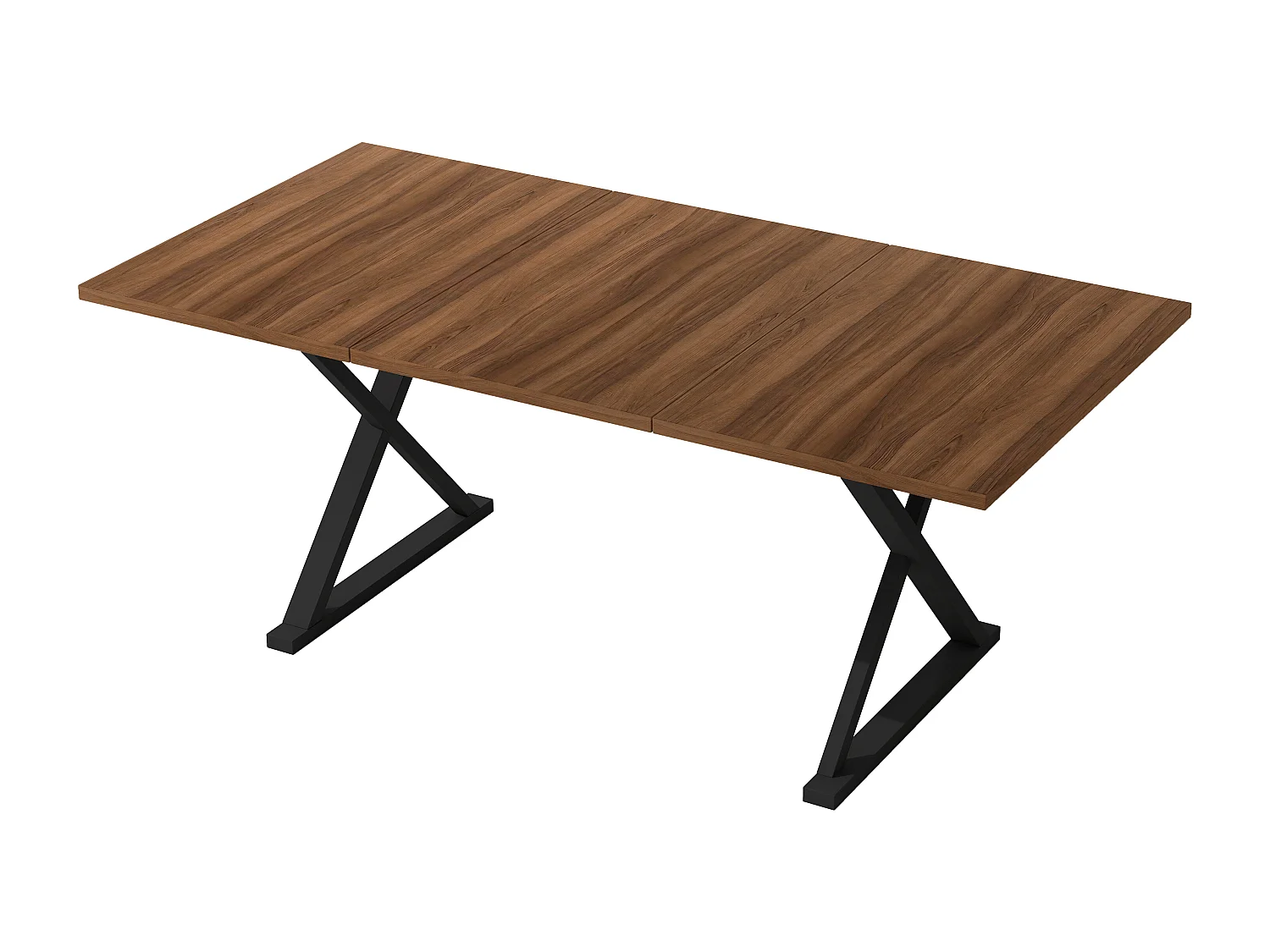 Table à manger moderne 180x90x75 cm - 6 à 8 personnes - Pieds en métal - Style minimaliste - MDF - Noyer et noir