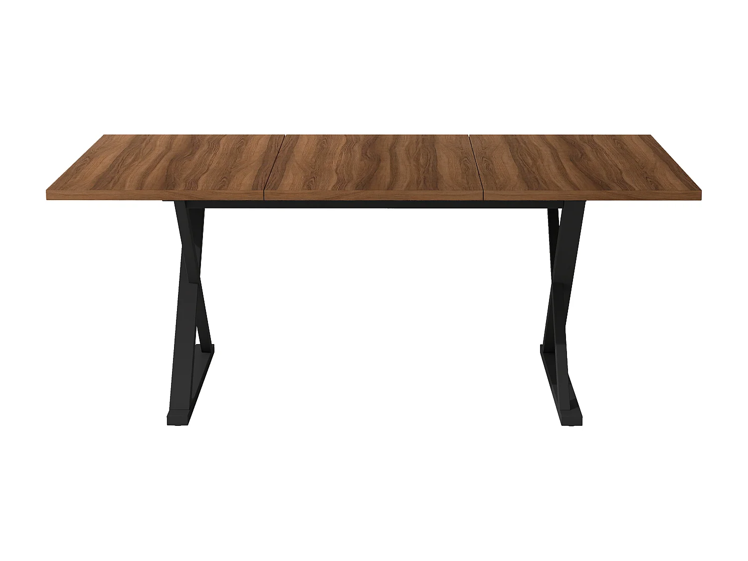 Table à manger moderne 180x90x75 cm - 6 à 8 personnes - Pieds en métal - Style minimaliste - MDF - Noyer et noir