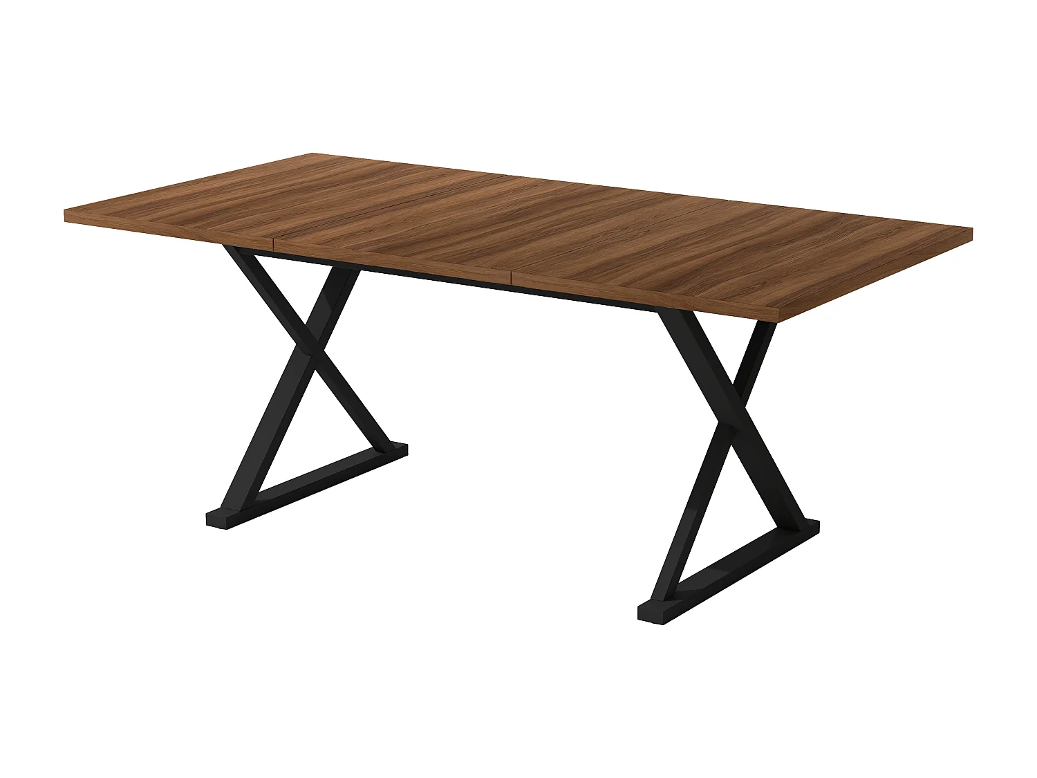 Table à manger moderne 180x90x75 cm - 6 à 8 personnes - Pieds en métal - Style minimaliste - MDF - Noyer et noir