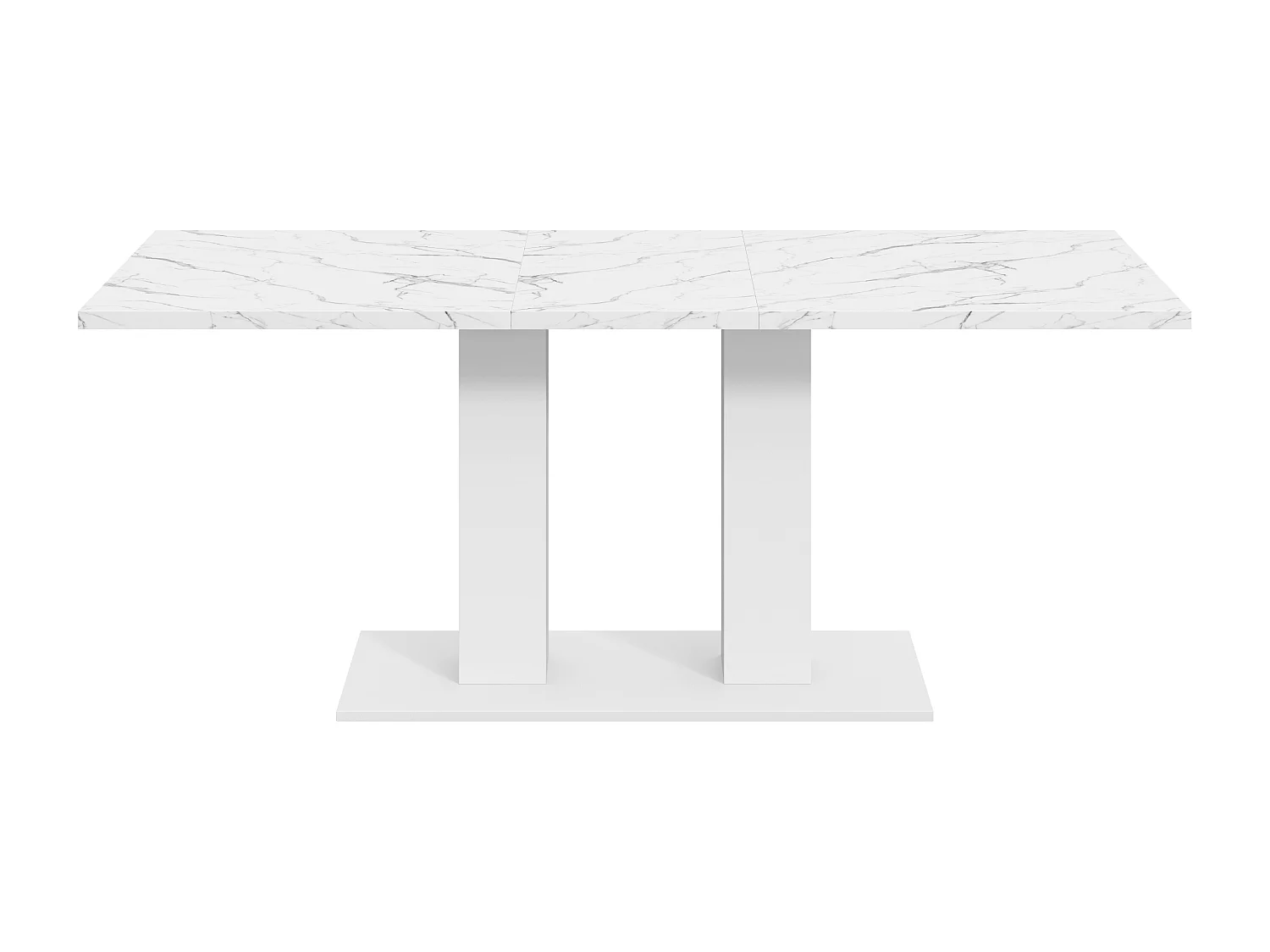 Table à manger rectangulaire extensible 140/180x70x75 cm - 6 à 8 personnes - Plateau épais - MDF - Blanc
